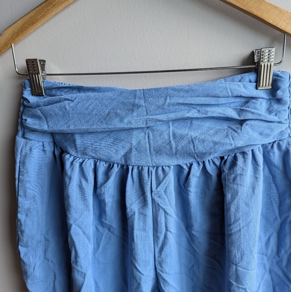 Emery Rose Blue Barrel Leg Womens Pants Size S Harem Rushed Back Ballet Balloon - Picture 3 of 10